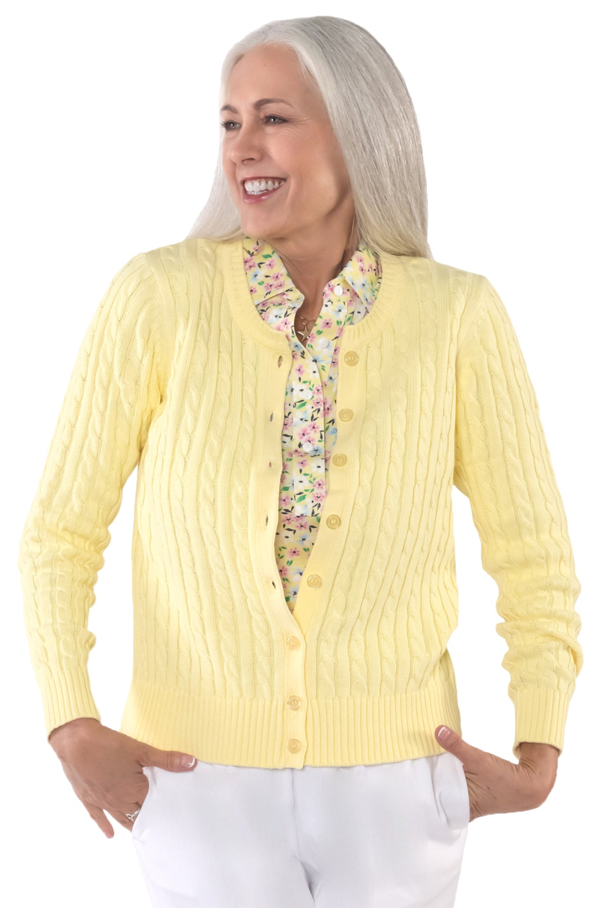 Cotton Cable Cardigan | Buttercup 244