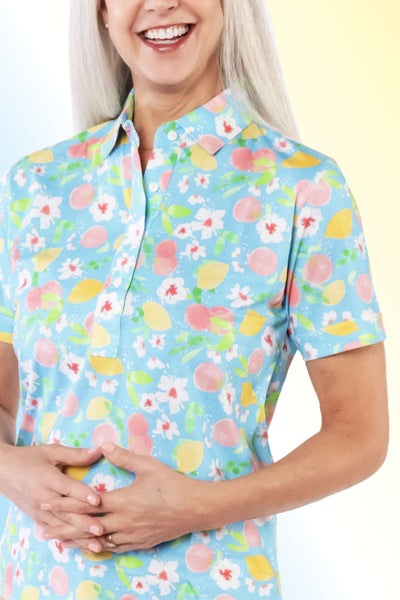 Short Sleeve Print Polo | Limoncello 64A