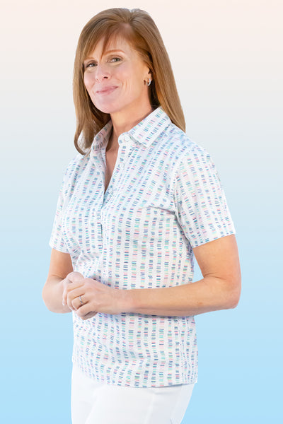 Short Sleeve Print Polo | Layer Up 65D
