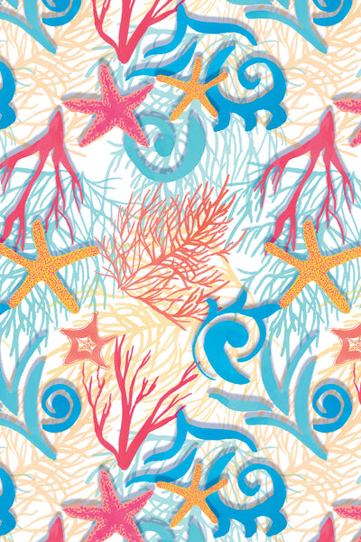 PETITE Three Quarter Sleeve Print Polo | Coral Reef 67A