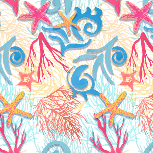 PETITE Three Quarter Sleeve Print Polo | Coral Reef 67A