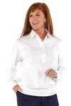 Long Sleeve Banded Bottom Solid Polo | White 000 - Leonlevin