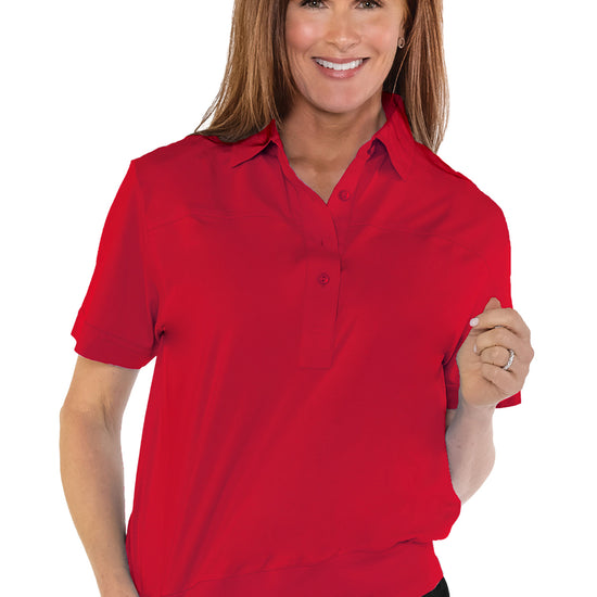 Banded Bottom Solid Polo | Red 040 - Leonlevin