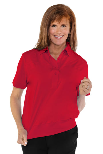 Banded Bottom Solid Polo | Red 040 - Leonlevin