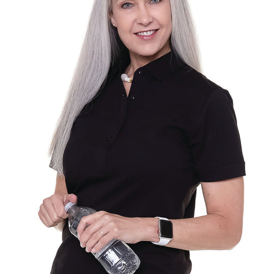 PETITE Short Sleeve Solid Polo | Black 090 - Leonlevin