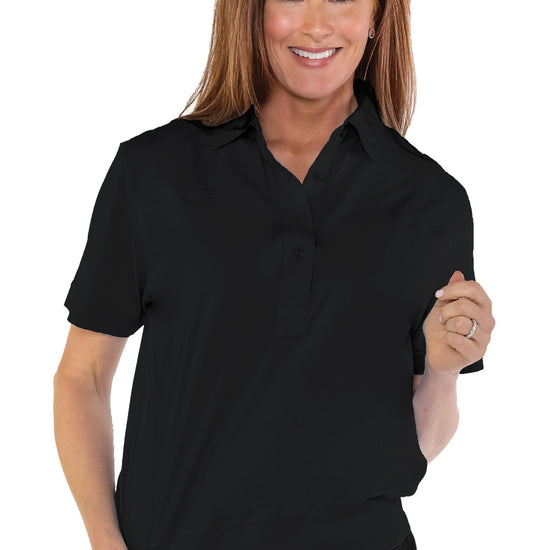 Banded Bottom Solid Polo | Black 090 - Leonlevin