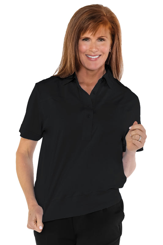 Banded Bottom Solid Polo | Black 090 - Leonlevin