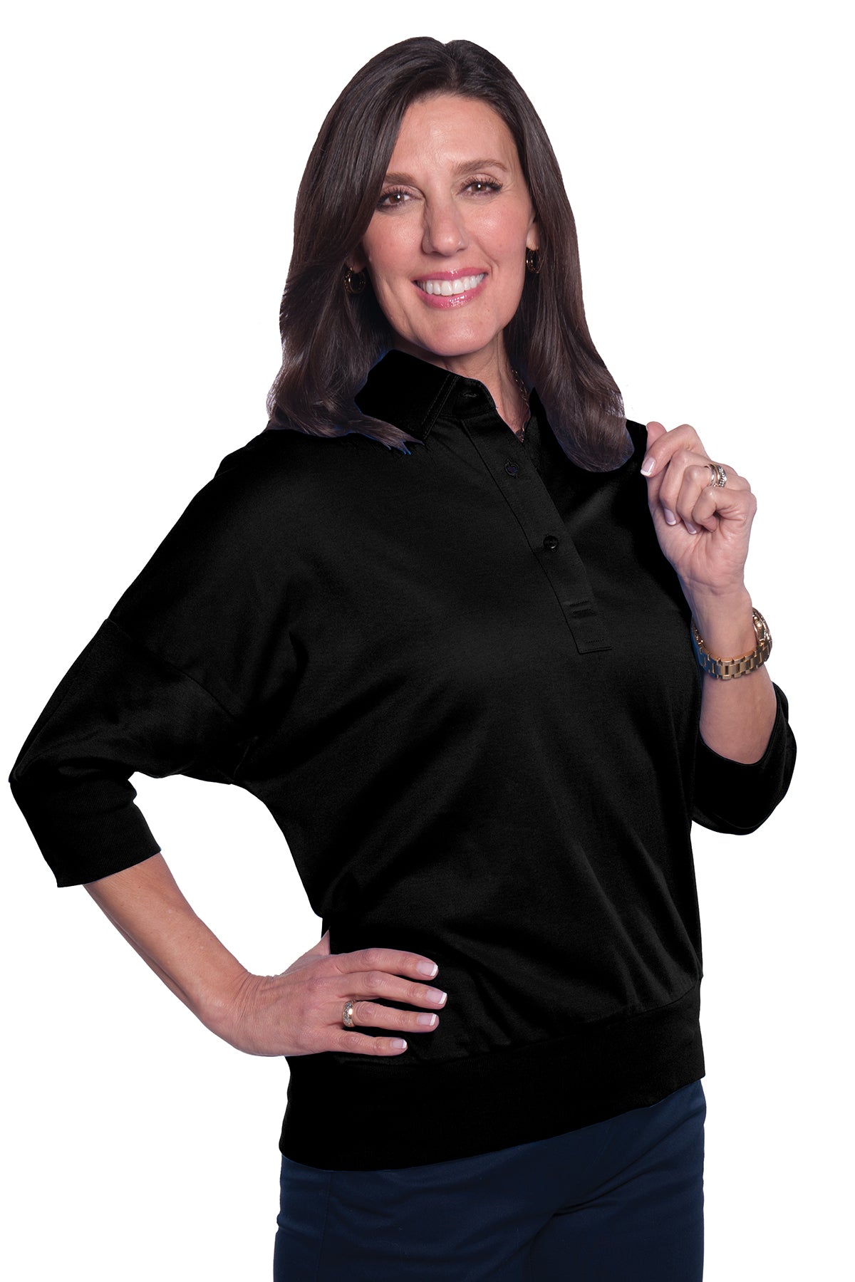 One Size Fits All Solid Polo | Black 090 - Leonlevin