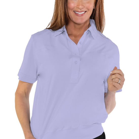 Banded Bottom Solid Polo | Periwinkle 094 - Leonlevin