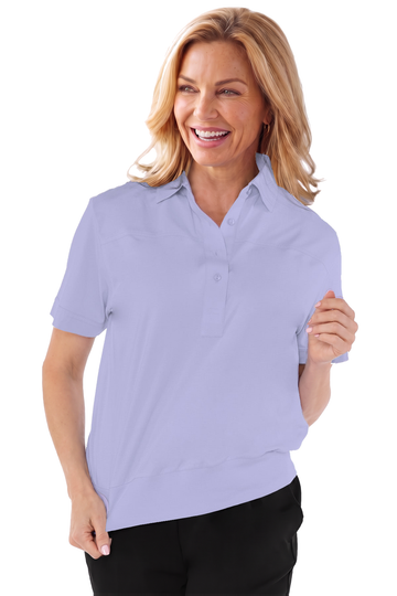 Banded Bottom Solid Polo | Periwinkle 094