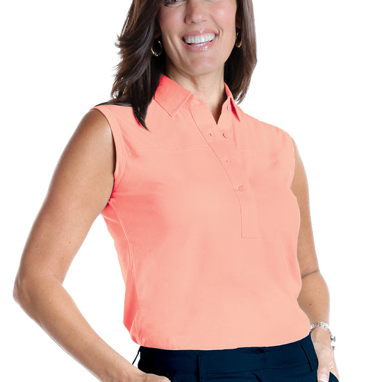 Sleeveless Solid Polo | Apricot 20A - Leonlevin