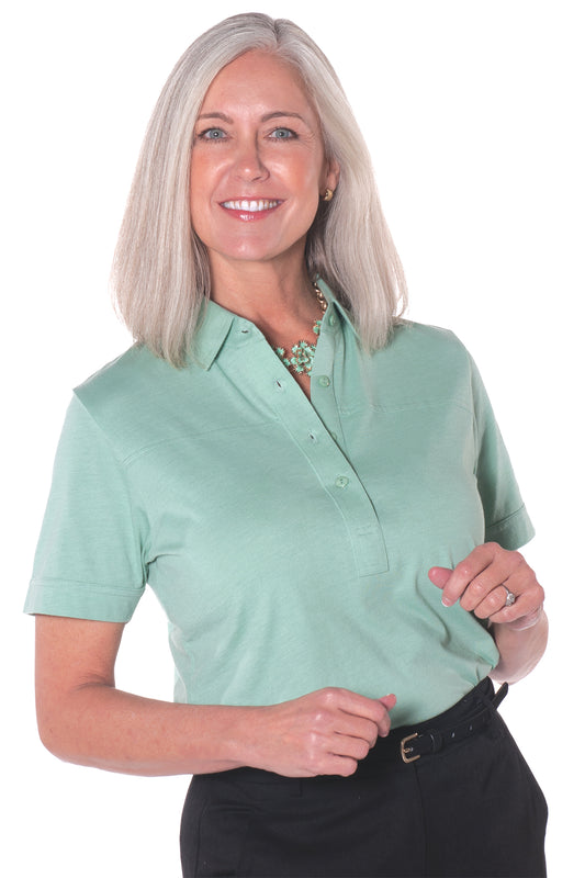 Short Sleeve Solid Polo | Sage 20G - Leonlevin
