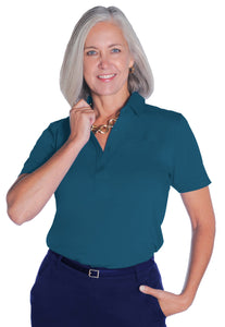 PETITE Short Sleeve Solid Polo | Bluestone 20M - Leonlevin