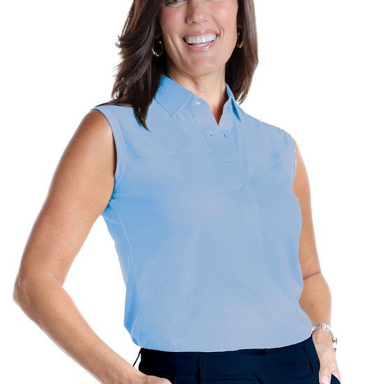 Sleeveless Solid Polo | Wedgewood 20P - Leonlevin