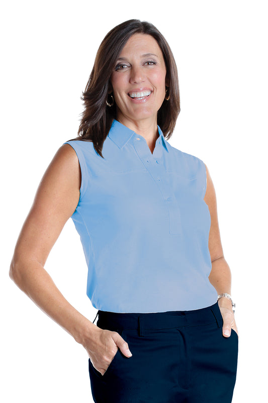 Sleeveless Solid Polo | Wedgewood 20P - Leonlevin