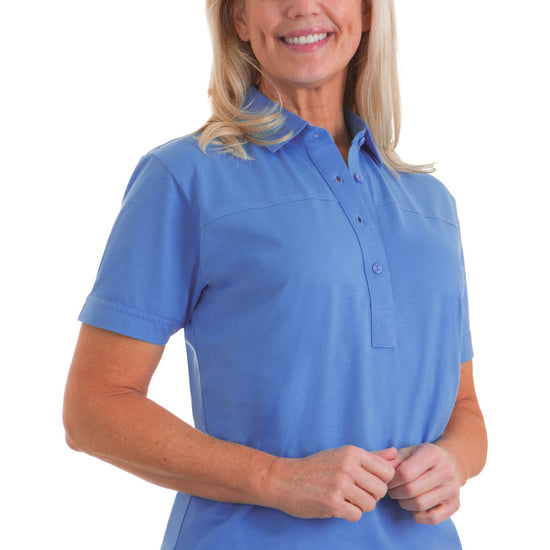 Petite Short Sleeve Solid Polo  | Classic Blue 223 - Leonlevin