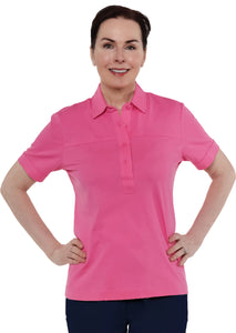 PETITE Short Sleeve Solid Polo | Tropical Pink 225