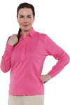 Long Sleeve Solid Polo | Tropical Pink 225 - Leonlevin