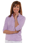 Three Quarter Sleeve Solid Polo | Soft Lilac 227 - Leonlevin