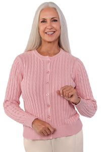 Cotton Cable Cardigan | Rose 228