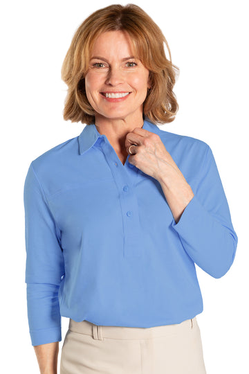 Three Quarter Sleeve Solid Polo | Dutch Blue 236