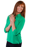 Three Quarter Sleeve Solid Polo | Kelly Green 239 - Leonlevin