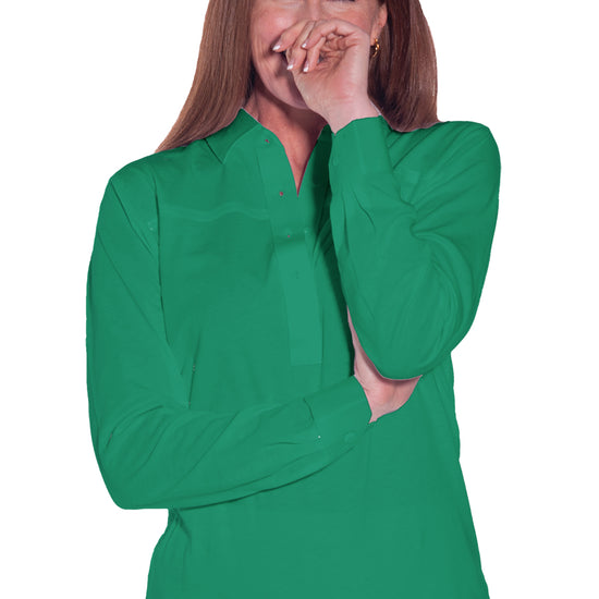 Long Sleeve Solid Polo | Kelly Green 239 - Leonlevin