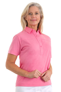 Short Sleeve Solid Polo | Bermuda Pink 264 - Leonlevin