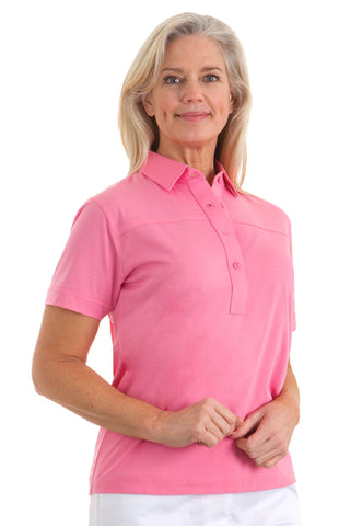 Short Sleeve Solid Polo | Bermuda Pink 264 - Leonlevin