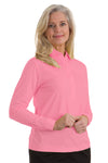 PETITE Long Sleeve Solid Polo | Bermuda Pink 264 - Leonlevin