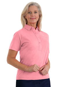 PETITE Short Sleeve Solid Polo | Coral Sand 28P