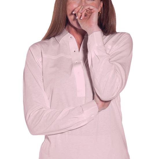 PETITE Long Sleeve Polo | Blush 30E - Leonlevin