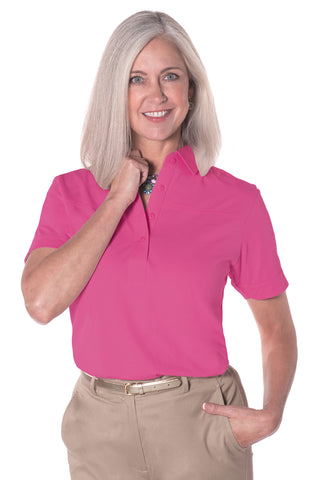 PETITE Short Sleeve Solid Polo | Rose 30F