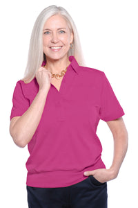Banded Bottom Solid Polo | Rose 30F - Leonlevin
