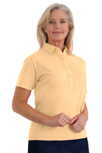 PETITE Short Sleeve Solid Polo | Harvest Yellow 33P - Leonlevin