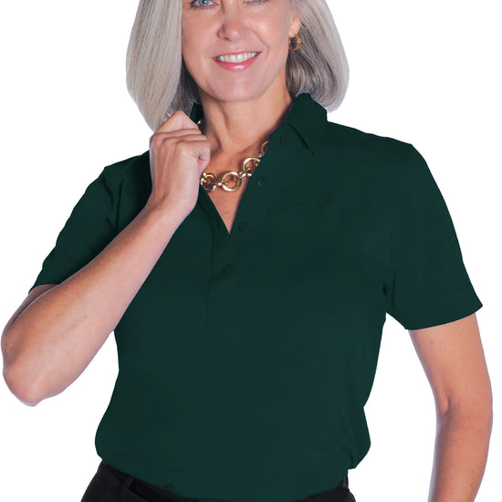 PETITE Short Sleeve Solid Polo | Spruce 34P - Leonlevin