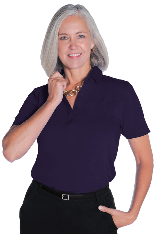 Short Sleeve Solid Polo | Amethyst 36P - Leonlevin