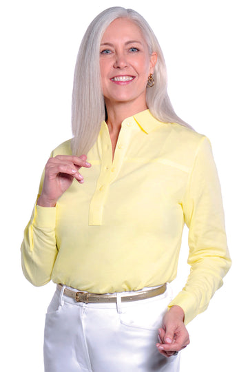Long Sleeve Solid Polo | Lemonade 509 - Leonlevin