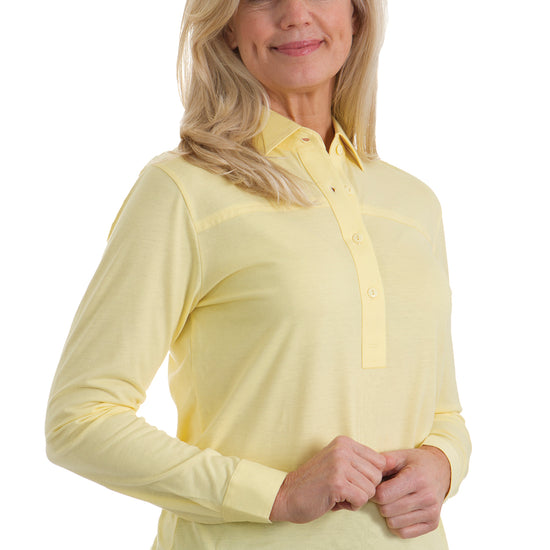 PETITE Long Sleeve Solid Polo | Lemonade 509 - Leonlevin