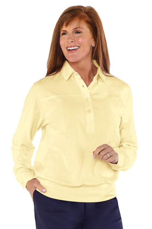 Long Sleeve Banded Bottom Polo Leon Levin Long Sleeve Banded Bottom Polo Leon Levin