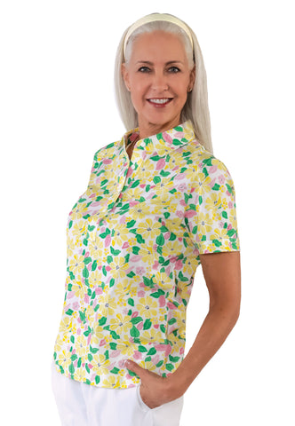 PETITE Short Sleeve Print Polo | Suncatcher 54D