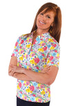 PETITE Short Sleeve Print Polo | Sun Splash 55A