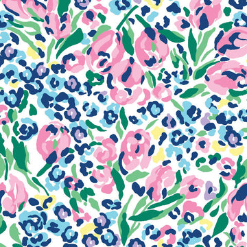 Three Quarter Sleeve Print Polo | Jungle Flower 55B - Leonlevin