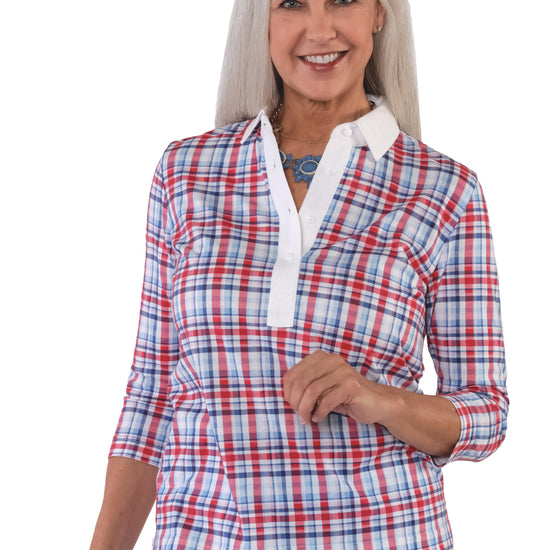 Three Quarter Sleeve Print Polo | Flying Colors 56A - Leonlevin