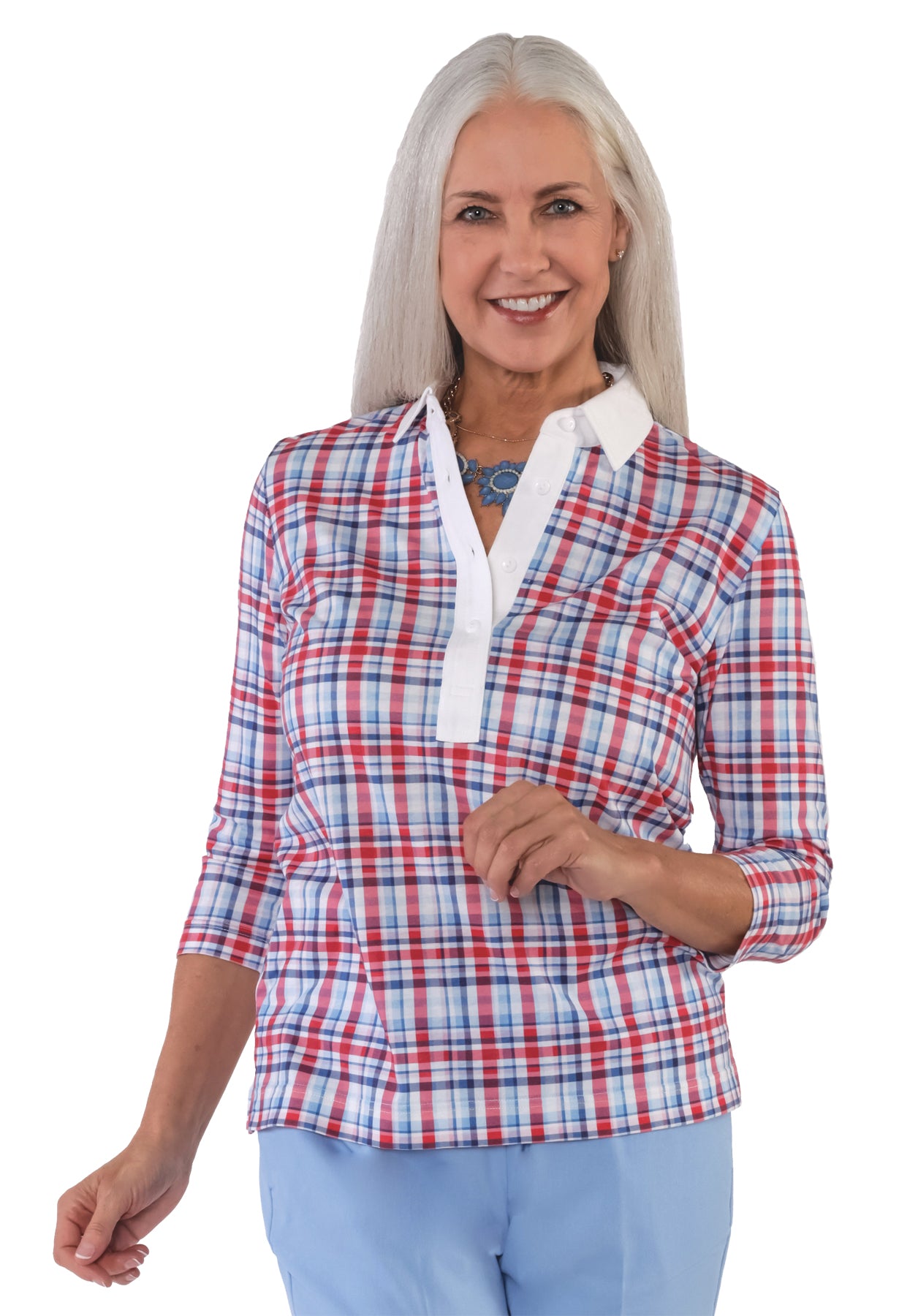 Three Quarter Sleeve Print Polo | Flying Colors 56A - Leonlevin