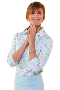 Three Quarter Sleeve Print Polo | Garden State 57B