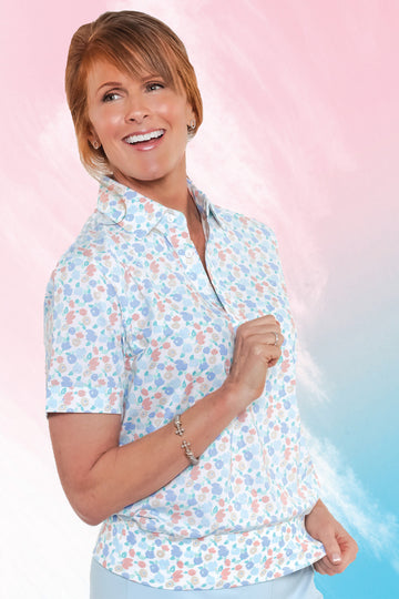 Short Sleeve Banded Bottom Print Polo | Sunny Side 57E