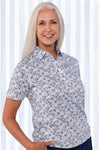 Short Sleeve Banded Bottom Print Polo | Free Style 61C