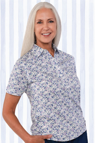 Short Sleeve Banded Bottom Print Polo | Free Style 61C