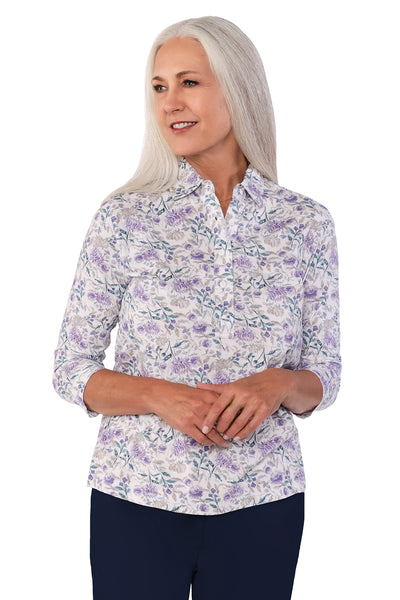 Three Quarter Sleeve Print Polo | Rave Review 61D